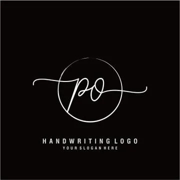 PO Initial handwriting logo design Stock Illustration