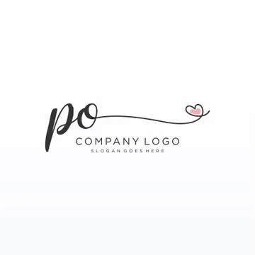 PO Initial handwriting logo design Stock Illustration