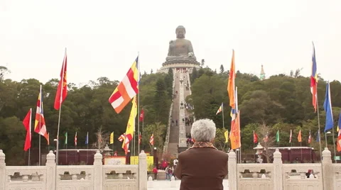 Po Lin Monastery, Buddha statue, Hong Kong Stock Footage 59565332