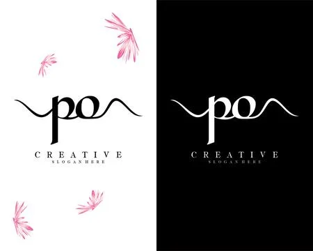 Po, op handwriting script font letter logo design template vector Illustrazione stock