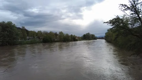 Po River, in flood, flows through the city 스톡 동영상 311458038