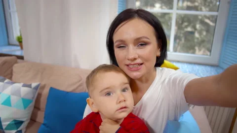 Po shot of mother and toddler son Stock Video Pond5