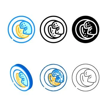 Poached egg color icon vector set Stock Illustration
