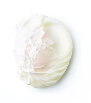 Poached egg isolated on white background, from above Stock Photos