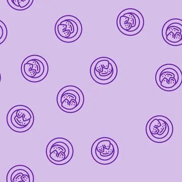 Poached egg line vector seamless pattern Stock Illustration