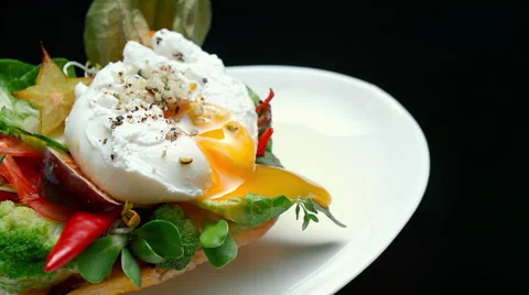 Poached egg meal Stock Footage 58499661