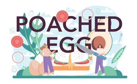 Poached egg mobile application banner set. Tasty fried, scrambled Stock Illustration