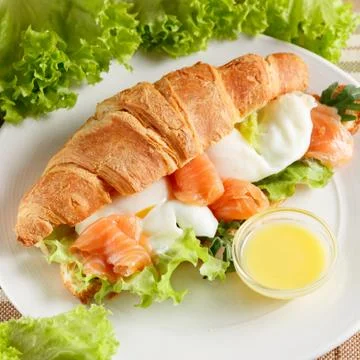 Poached egg with red fish Stock Photos