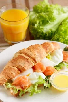 Poached egg with red fish Foto stock