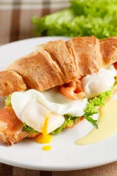 Poached egg with red fish Foto stock