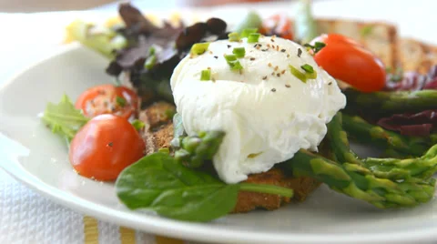 Poached egg salad Stock Footage 35656120
