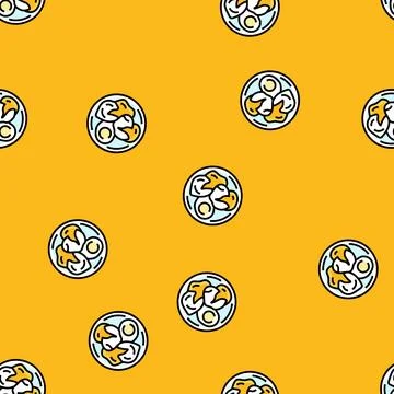 Poached egg vector seamless pattern Stock Illustration