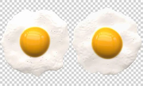 Poached eggs isolated on white - 2 separated - 3d rendering Stock Illustration