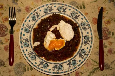 Poached eggs Foto stock