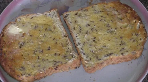 Poached eggs on toast Stock Footage 47442673