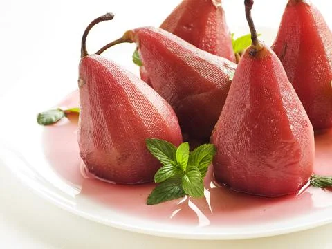 Poached mulled pears Stock Photos