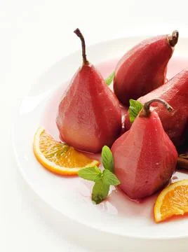 Poached mulled pears Stock Photos