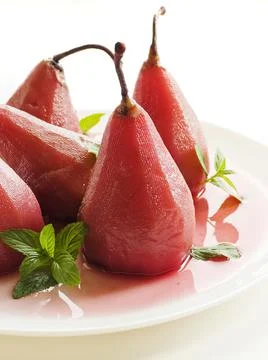 Poached mulled pears Stock Photos