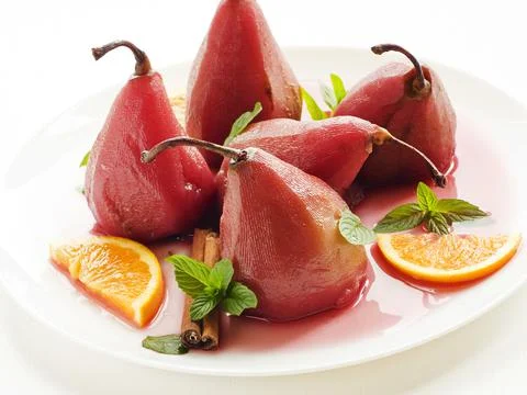 Poached mulled pears Stock Photos