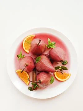 Poached mulled pears Stock-Fotos