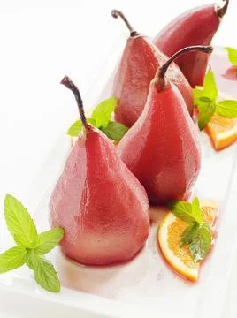 Poached mulled pears Stock Photos