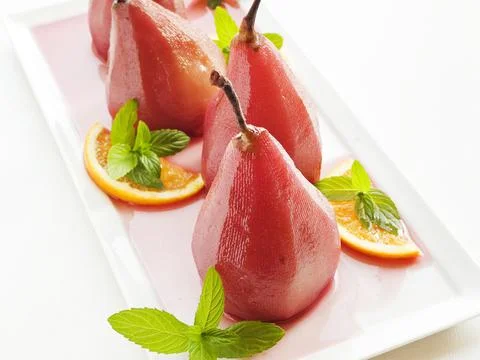 Poached mulled pears Stock Photos