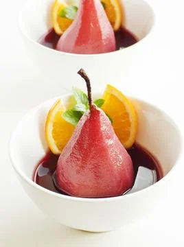 Poached mulled pears Stock Photos