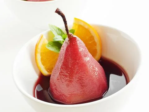 Poached mulled pears Stock Photos