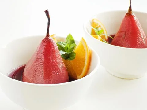 Poached mulled pears Stock Photos