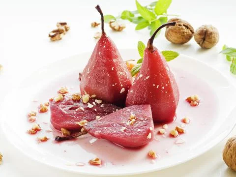 Poached mulled pears Stock Photos