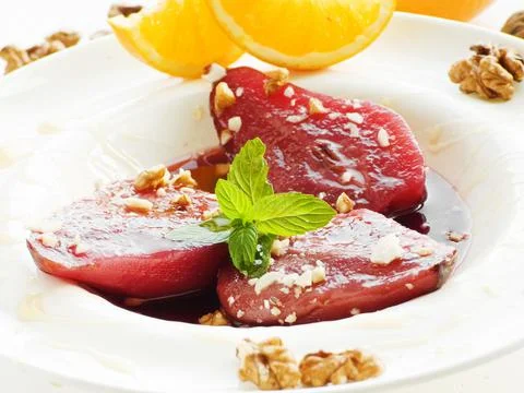 Poached mulled pears Stock Photos