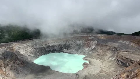 Poas Volcano Active Main Lagoon 01 - Panning Video stock 282695372