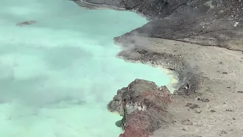 Poas Volcano Active Main Lagoon 04- Shore Video stock 282695373