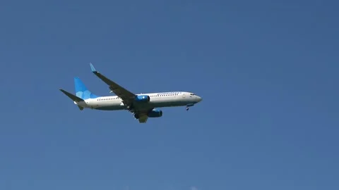 Pobeda Airlines plane on the glide path Video stock 218626256