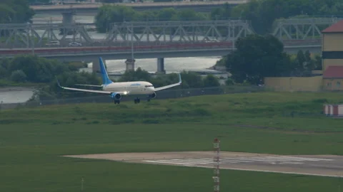 Pobeda Boeing 737-800 RA-73245 Landing on Runway at Sochi Airport Stock Footage 346098675