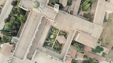 Poblet Abbey, Monastery. Spain. Shooting from a drone Stock Footage 220612152
