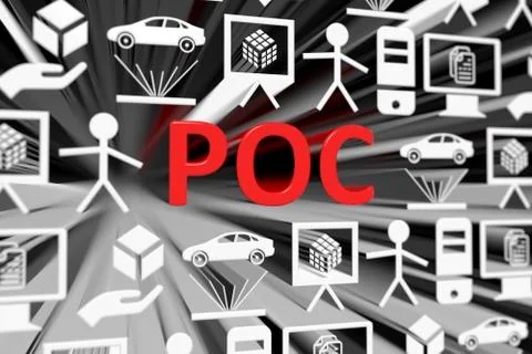 POC concept blurred background 3d render illustration Stock Illustration