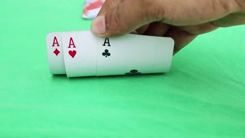Pocket aces in a deck of playing cards with poker chips Stock Footage 150742709