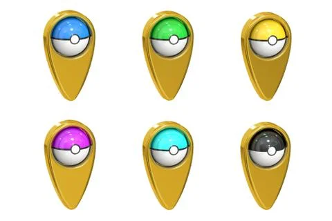 Pocket ball map pointers, location game. 3D rendering Stock Illustration