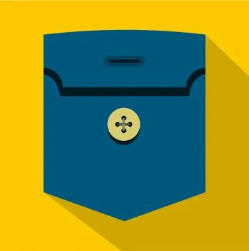 Pocket with button icon, flat style Stock Illustration