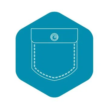 Pocket with a button icon, outline style Illustrazione stock