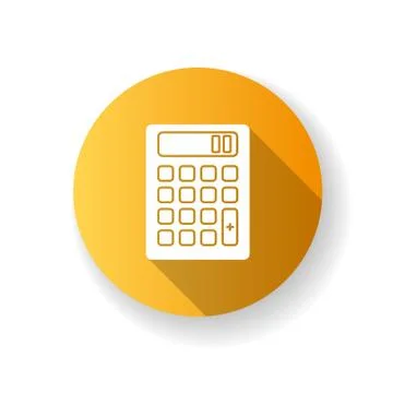 Pocket calculator flat design long shadow glyph icon. Mathematical calculation Stock Illustration