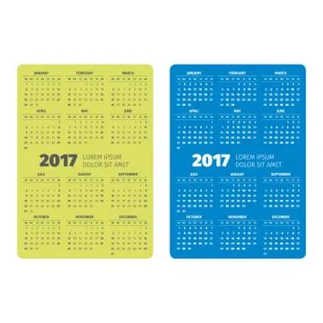 Pocket calendar 2017 Stock Illustration