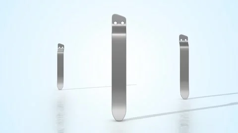 Pocket Clips on a Light Reflective Floor. Metallic Pocket Clips 3D. 4K Stock Footage 306371708