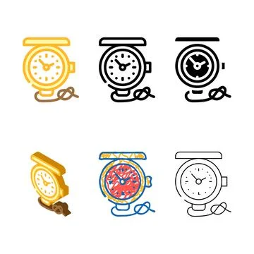Pocket clock color icon vector multipack イラスト素材