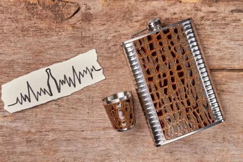 Pocket container for alcohol. Stock Photos