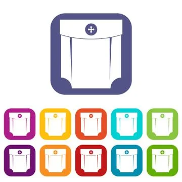 Pocket design icons set flat Illustrazione stock