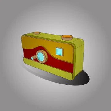 Pocket digital camera.3D. Vector. Axonometry. Draught in gray, white and yellow Stock Illustration