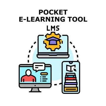 Pocket e learning tool lms vector concept Stock Illustration