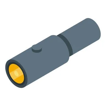 Pocket flashlight emitting light in isometric view Stock Illustration